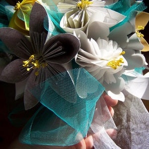 Paper Flower Wedding Bouquet Made to Order 10 Origami Flowers image 2