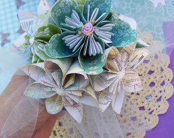 Origami Flower Girl or Toss Bouquet Six  Customized Flowers
