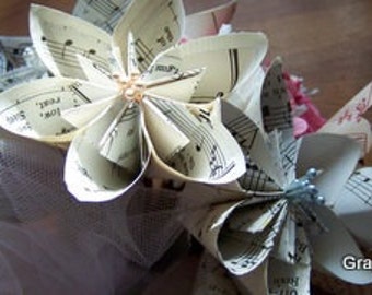 8 Vintage Sheet Music Paper Flowers of the Kusudama Kind