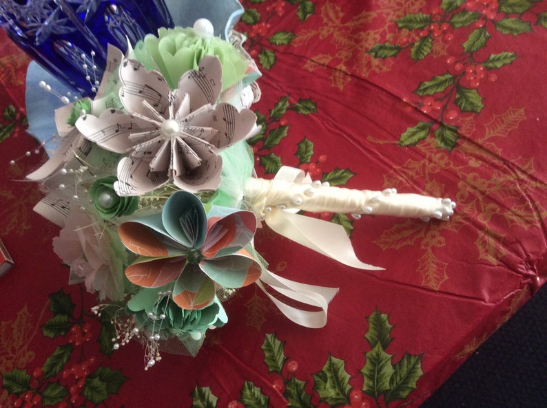 Mint and Coral Paper Flower Bouquet Color Choice Available ...