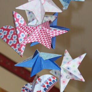 Hearts and Stars Mobile Red White and Blue