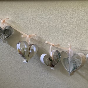 Heart Garland 8 Paper Hearts Included image 2