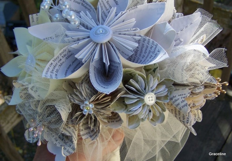  Origami Blume Blumenstrauß mit Buchseite oder Noten Blumen 15 enthalten Motiv 