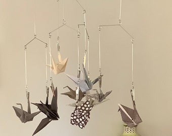 Origami Crane Mobile with 10 Cranes and Adjustable mobile