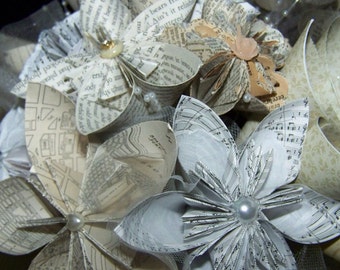 Hymnal Page Kusudama Origami Paper Flower Bouquet