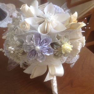 Paper Flower Bridal Bouquet Handmade Customized With Book Pages, Map Flowers or Sheet Music Bouquet image 8