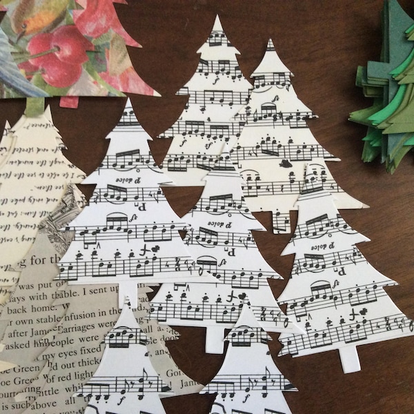Die Cut Stars, Hearts, and Pine Trees 30 included with Sheet Music, Book Pages, or Map Cardstock