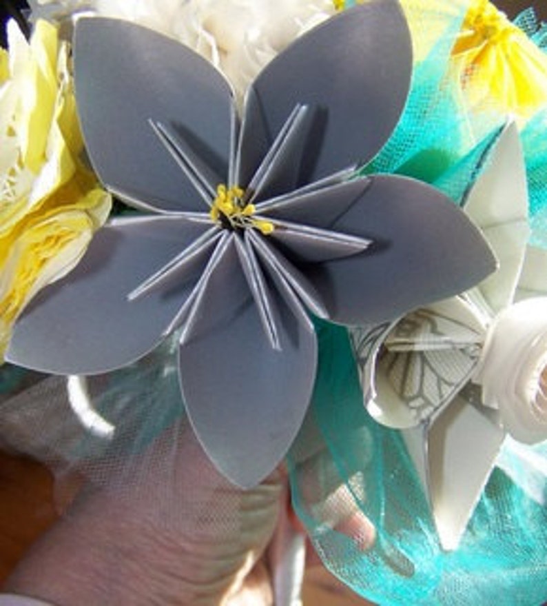 Paper Flower Wedding Bouquet Made to Order 10 Origami Flowers image 5