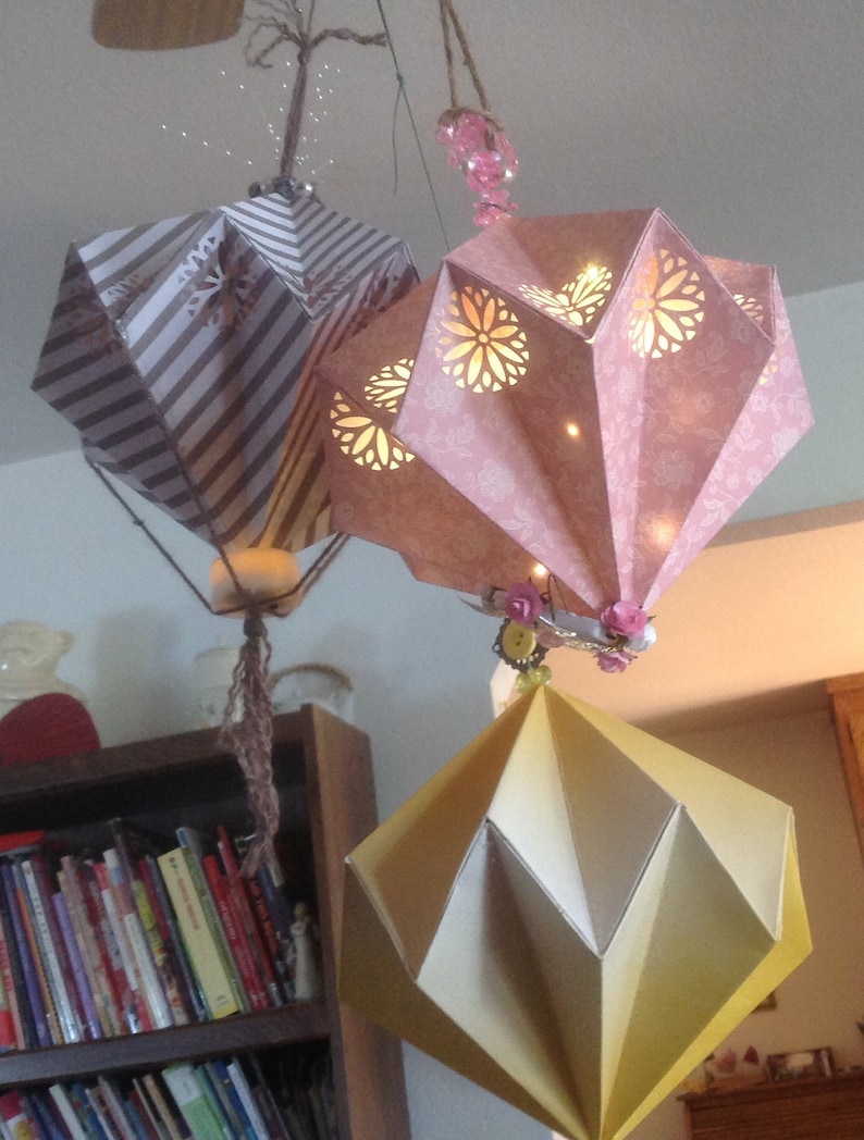 Origami Paper Lanterns Handmade With Fairy Light Strings Etsy