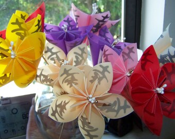 Origami Wedding Bouquet 10 Large Kanji Happiness Flowers