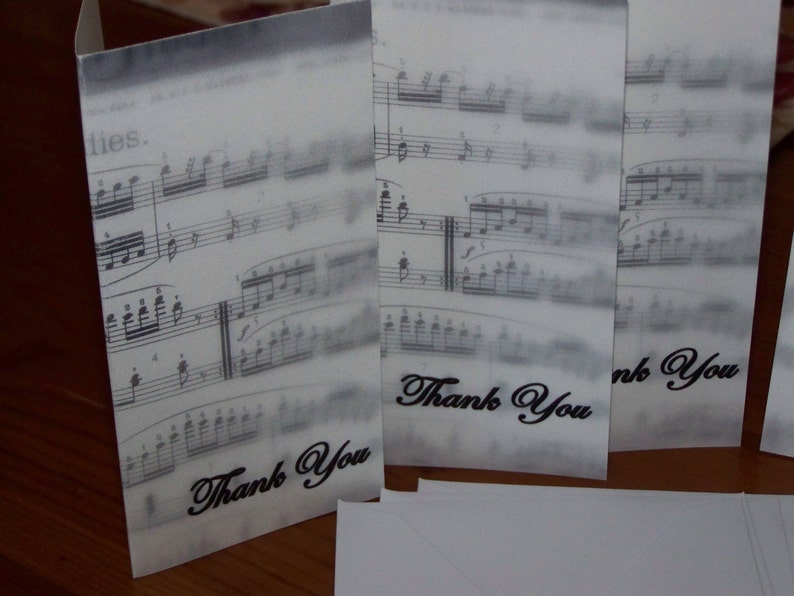 Thank You Cards Sheet Music Theme Set of 12 A Perfect Birthday Gift for Music Teacher or Music Lover image 2