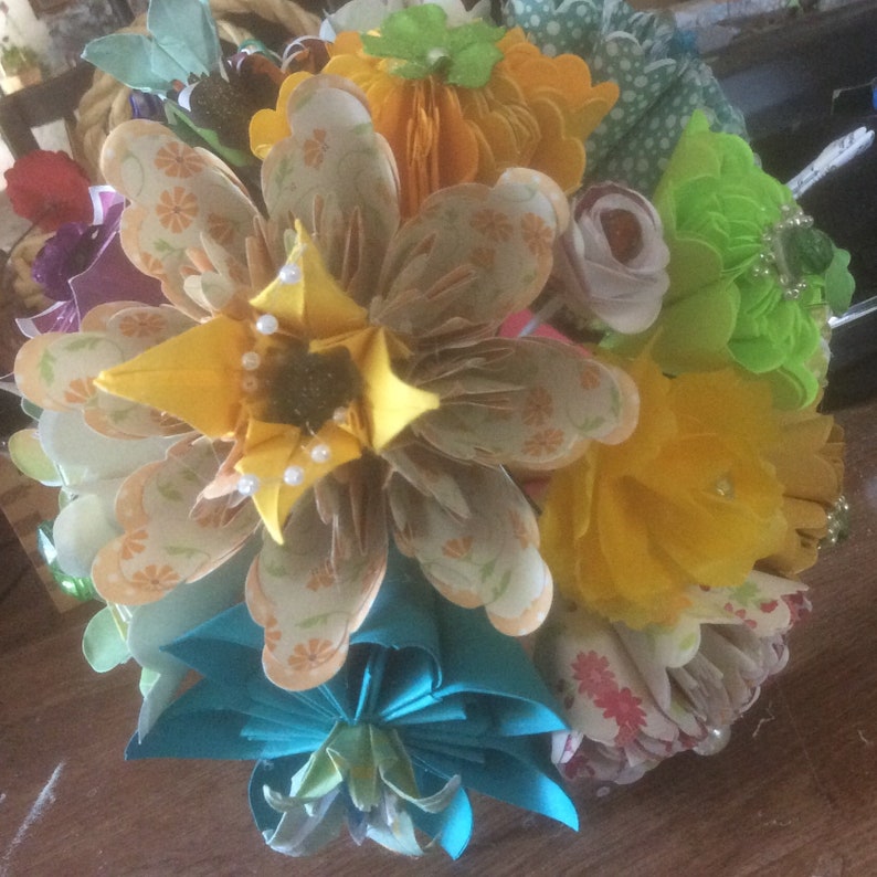 Origami Summer Flower Bouquet With 8 Tropical Colored Flowers image 6