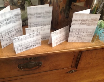 Sheet Music Thank You Cards, Music Teacher Gift (Set of 12)