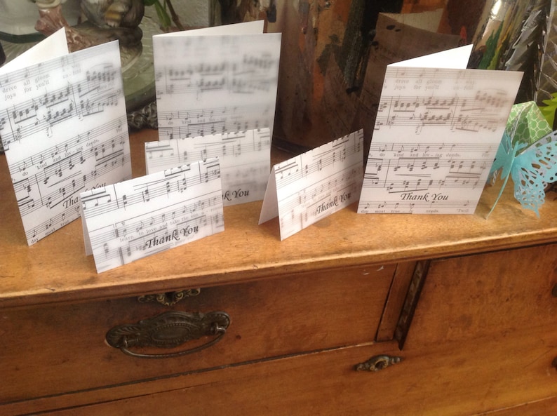 Thank You Cards Sheet Music Theme Set of 12 A Perfect Birthday Gift for Music Teacher or Music Lover image 1
