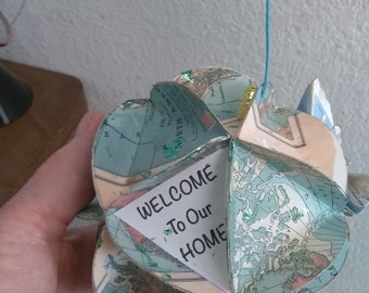 Origami Map Paper Sculpture May be customized for map choice