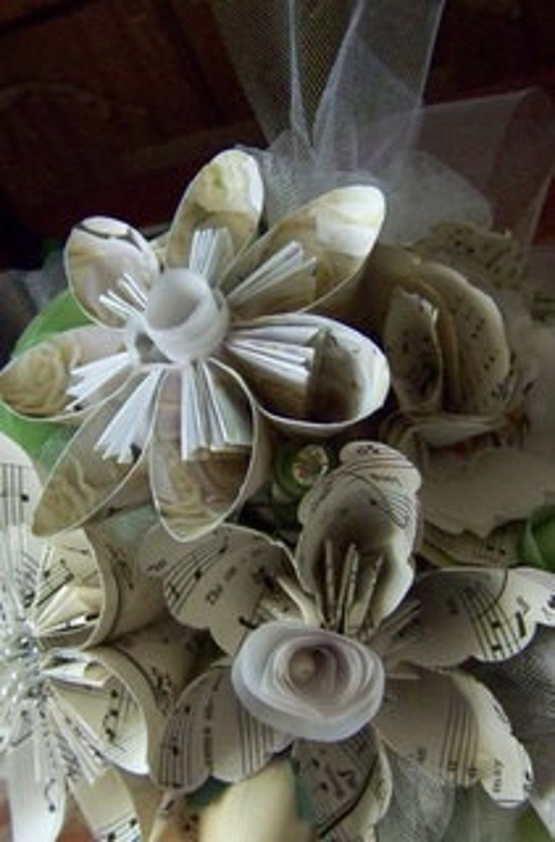 Paper Flower Wedding Bouquet Made to Order 10 Origami Flowers image 4