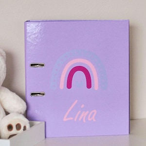 Carpeta infantil personalizada en colores pastel | Niñas | Documentos | Nombre y diseño | Carpeta A4 con 6 o 10 separadores