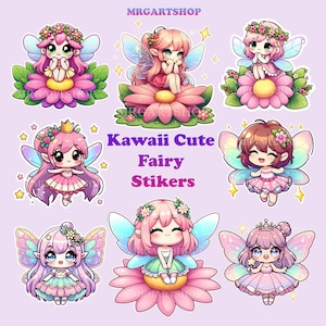Kawaii Fairy Clipart: Pastel Magical Graphics (Digital Download, 300 DPI)