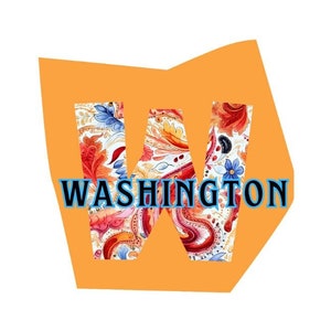 Sticker État de Washington, symboles de l'État en miniature, Sticker magique