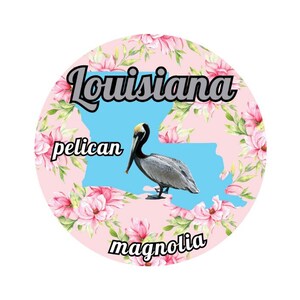 Estado de Luisiana con pájaro y flor del estado Pegatina