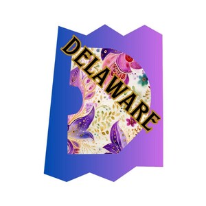 Sticker État du Delaware avec toutes ses breloques en forme de diamants
