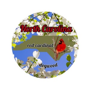 Autocolante Estado da Carolina do Norte com pássaros e flores do estado