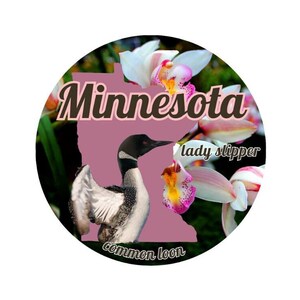 Minnesota State mit State Bird und Blumen Aufkleber