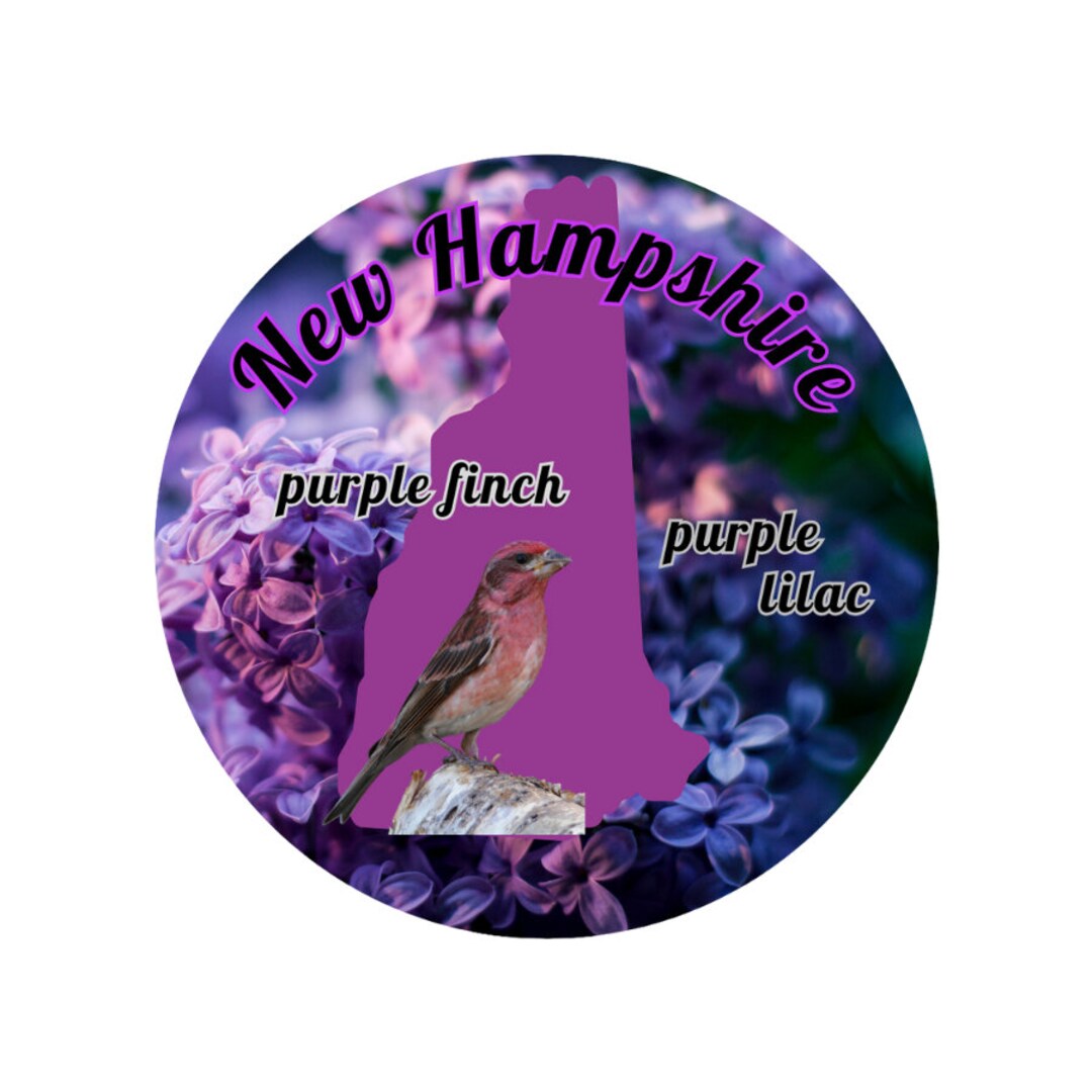 New Hampshire State With State Bird and Flower Sticker - Etsy
