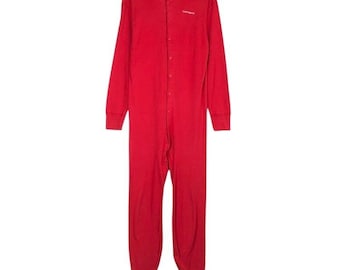 VTG CARHARTT K12 Cotton Union Suit Men's XL Red Long Sleeve One Piece Thermal