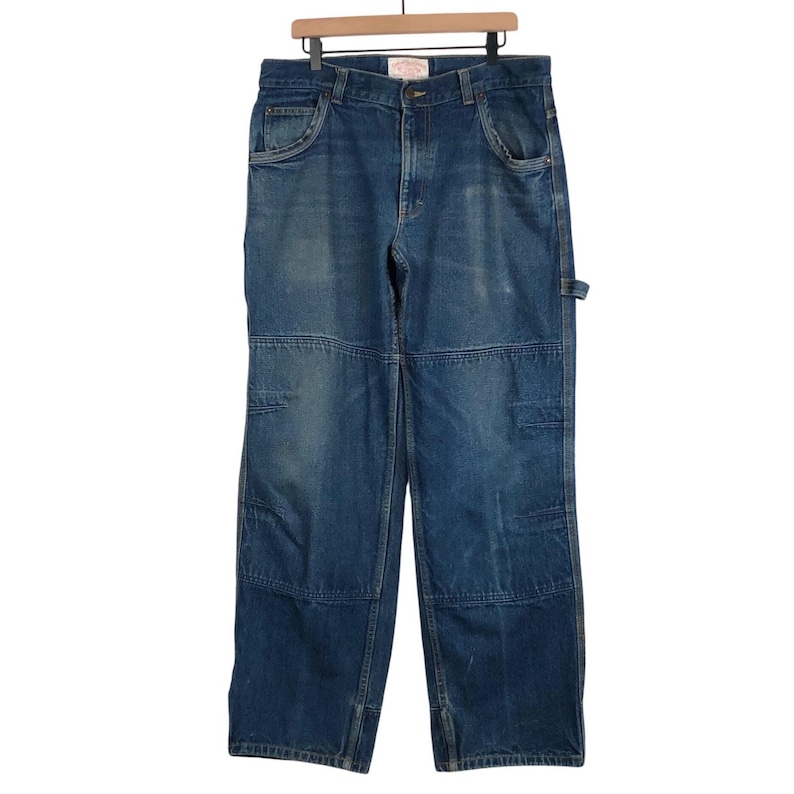 Calça jeans Filson Double Knee Carpenter masculina, tamanho 38x34, azul, perna reta, modelo 10130 imagem 1