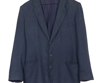 Chaqueta tipo blazer de tres botones, 100% lino, estilo vintage de GAP, para hombre, talla M, color azul marino, forrada.