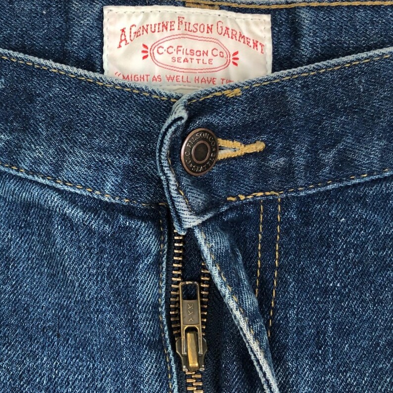 Calça jeans Filson Double Knee Carpenter masculina, tamanho 38x34, azul, perna reta, modelo 10130 imagem 6