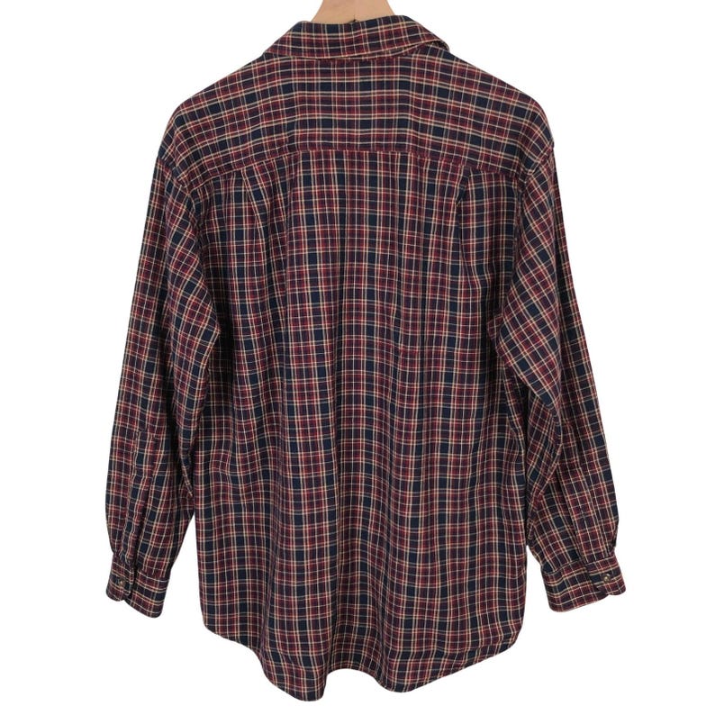 VTG SIR PENDLETON Plaid Fine Worsted Wool Button Down Shirt Men's L Red Blue L/S image 2