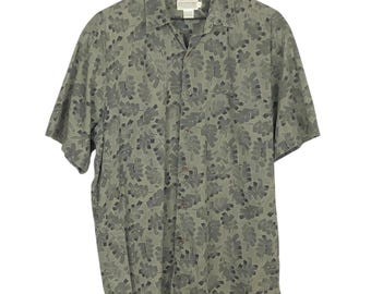 Camisa de algodón VTG BANANA REPUBLIC Safari & Travel para hombre, talla M, color verde oliva, con botones, manga corta.