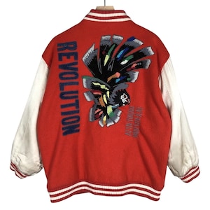 VTG 1985 REVOLUTION Turbo Sportswear Varsity-jack, maat S/M satijnen mouw Japan