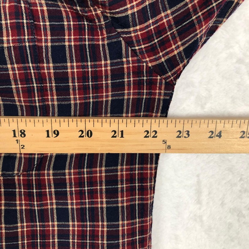 VTG SIR PENDLETON Plaid Fine Worsted Wool Button Down Shirt Men's L Red Blue L/S image 7