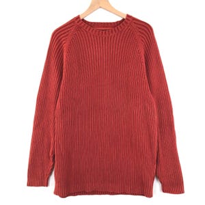 Suéter TOMMY BAHAMA 100% algodón acanalado para hombre, talla L, cuello redondo rojo óxido, talla L