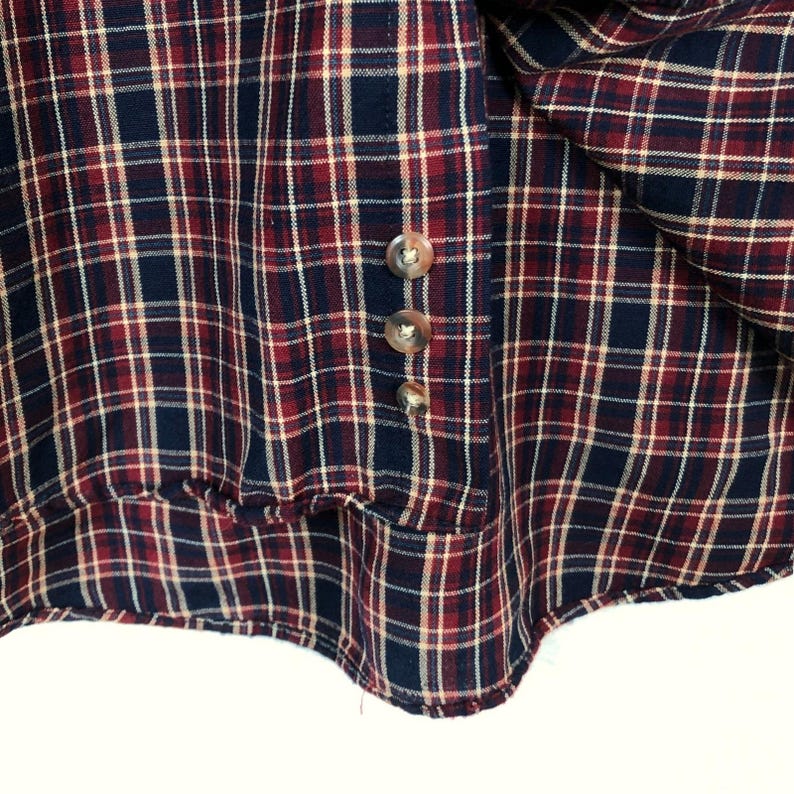 VTG SIR PENDLETON Plaid Fine Worsted Wool Button Down Shirt Men's L Red Blue L/S image 9