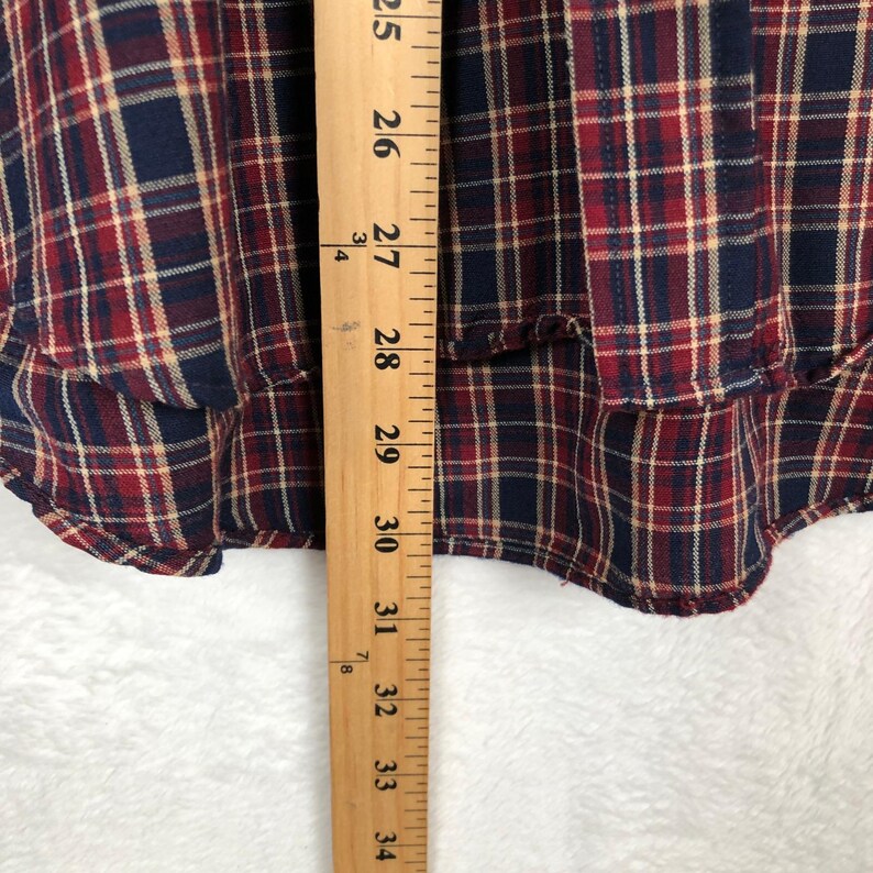VTG SIR PENDLETON Plaid Fine Worsted Wool Button Down Shirt Men's L Red Blue L/S image 6