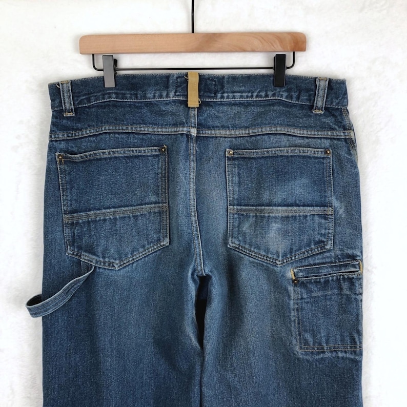 Calça jeans Filson Double Knee Carpenter masculina, tamanho 38x34, azul, perna reta, modelo 10130 imagem 4