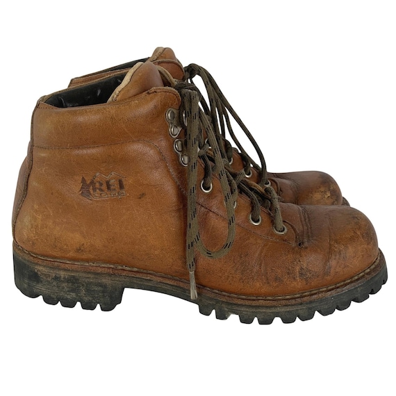 VTG REI Co-op Leather Hiking Boots Vibram Sole Mens 6.5 A Women's 8 N Brown