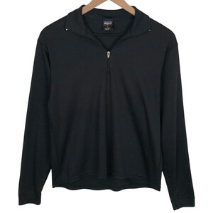VTG PATAGONIA Capilene Quarter Zip Pullover Base Layer Men's M Black Made in USA