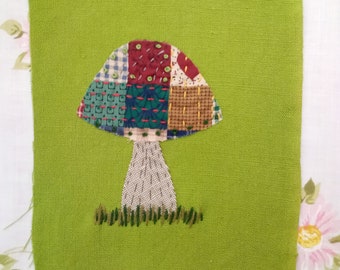 Mushroom Toadstool Patchwork OOAK Slow Stitched Boro Sashiko Upcycled Repurposed Patch - Jeans Visible Mending | Diy Project Cottagecore