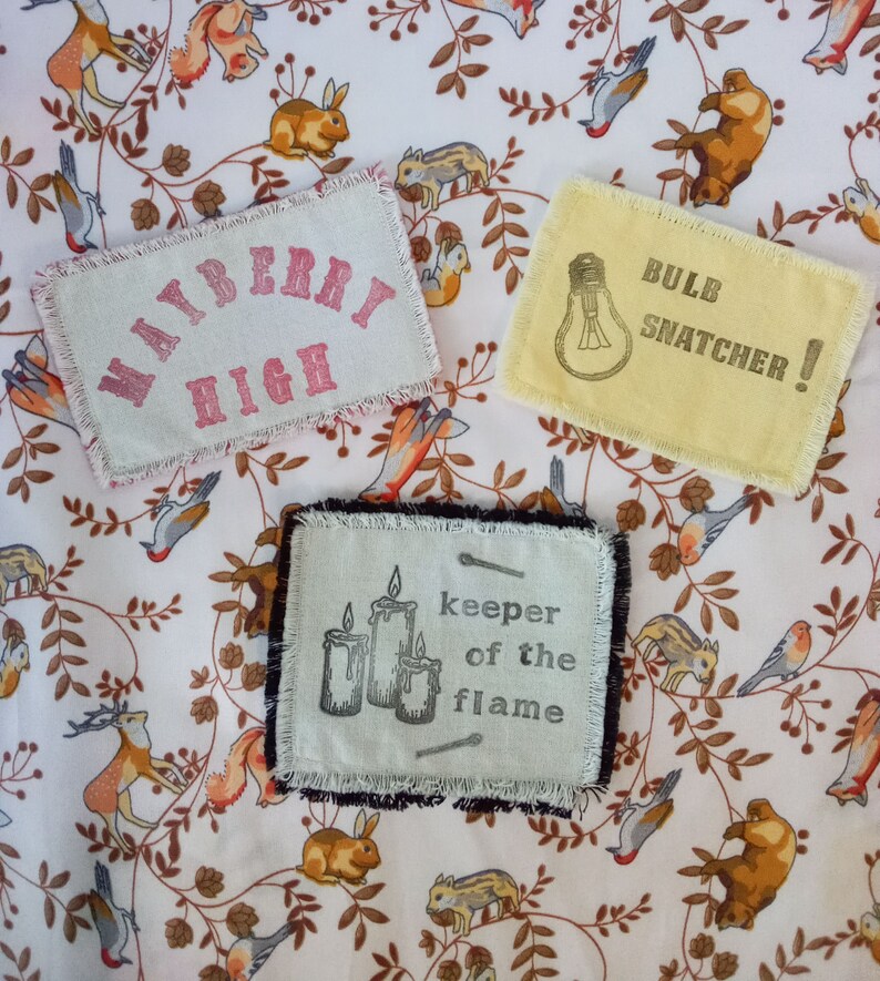 Mayberry Themed Hand Stamped Sew on Fabric Patches Andy Etsy