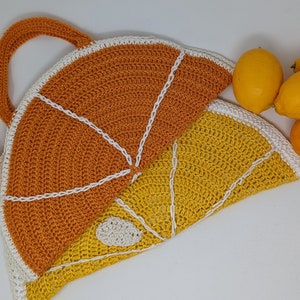 Citrus Themed Lemon and Orange Crochet Purse