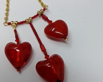 Glass Heart Necklace and Earring set