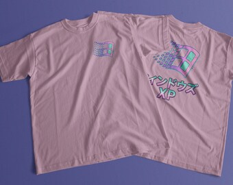 Retro Tech Grafik T-Shirt - Minimales Y2K Pixel Ästhetik Pastell T-Shirt - Steamwave Retro Nostalgischer Stil