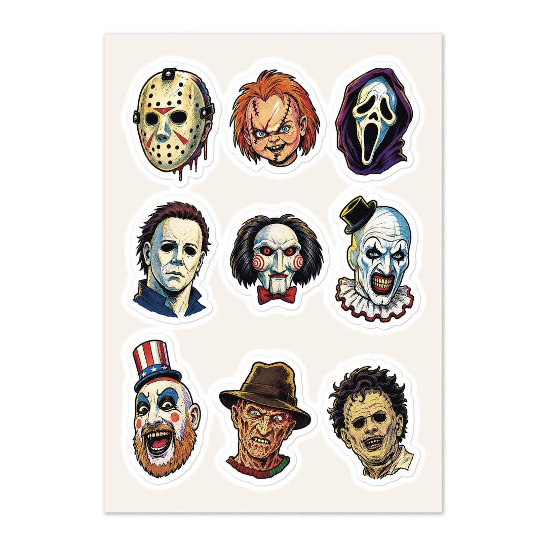 Retro Horror Stickers Pack - 80s Slasher Vinyl Stickers - Halloween ...