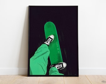 Skate or Die Poster - Retro Skateboard Art Print - Vintage Skate Culture Wall Decor