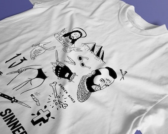 Vintage Tattoo Flash Art T-Shirt, Street Art Clothing - Heavyweight Cotton Streetwear